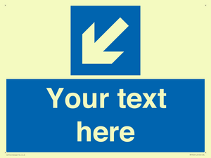 Custom Mandatory directional sign, blue arrow down and left